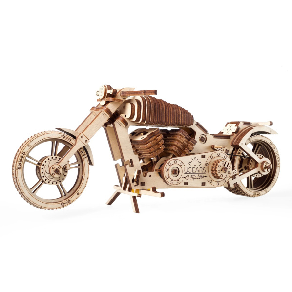 Ugears 3D dřevěné mechanické puzzle VM-02 Motorka (chopper)