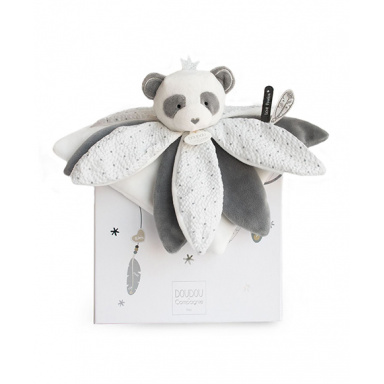 Doudou Dárková sada - plyšový muchláček panda 26 cm