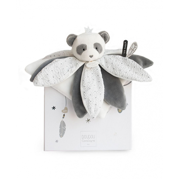 Doudou Dárková sada - plyšový muchláček panda 26 cm