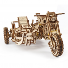 Ugears 3D dřevěné mechanické puzzle UGR-10 Motorka (scrambler) s vozíkem