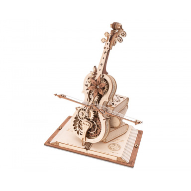 RoboTime 3D dřevěné mechanické puzzle Kouzelné violoncello (elektrický pohon)