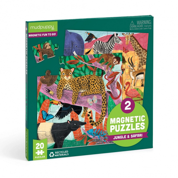 Mudpuppy Magnetické puzzle Safari a džungle 2x20 dílků