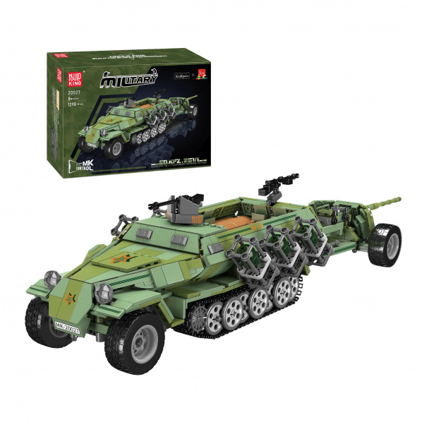 Mould King 20027 R/C Kolopásový transportér SD KFZ 251/1 + protitankové dělo PAK 40